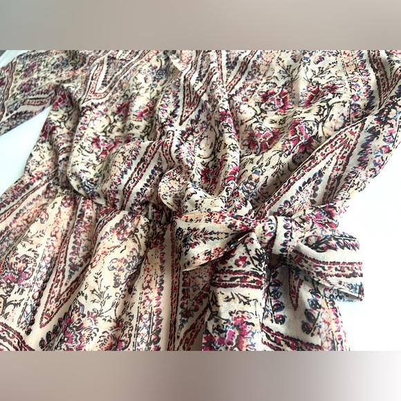 ✨NWT✨ Suzanne Betro Floral Boho Lined Dress with Front Accent Tie Size M - Picture 7 of 14